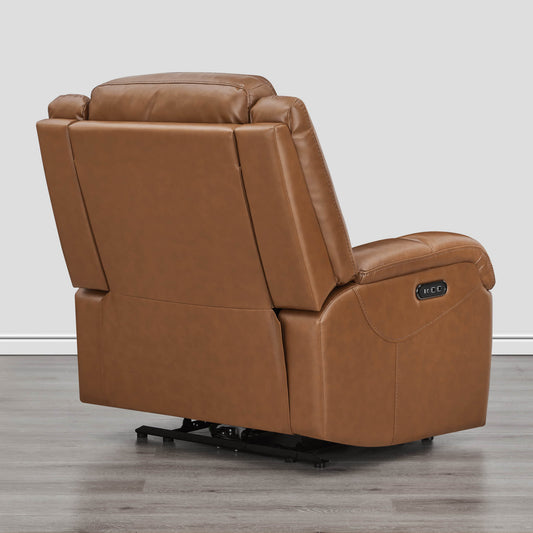 Leather Wall Hugger Recliner with Adjustable Power Headrest