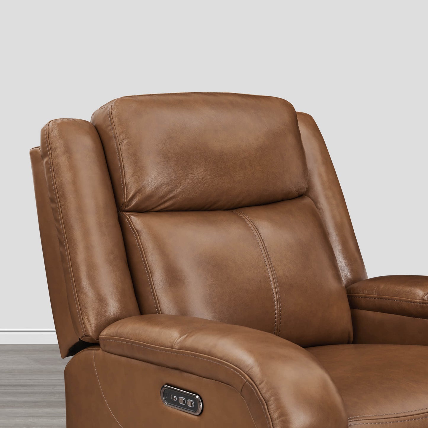 Leather Wall Hugger Recliner with Adjustable Power Headrest