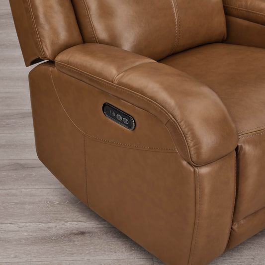 Leather Wall Hugger Recliner with Adjustable Power Headrest