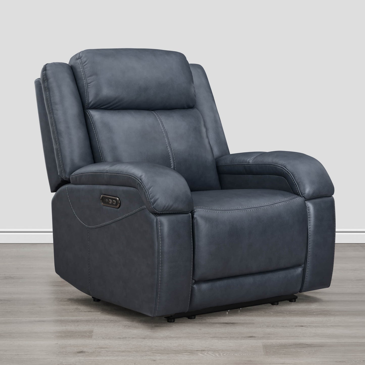 Leather Wall Hugger Recliner with Adjustable Power Headrest