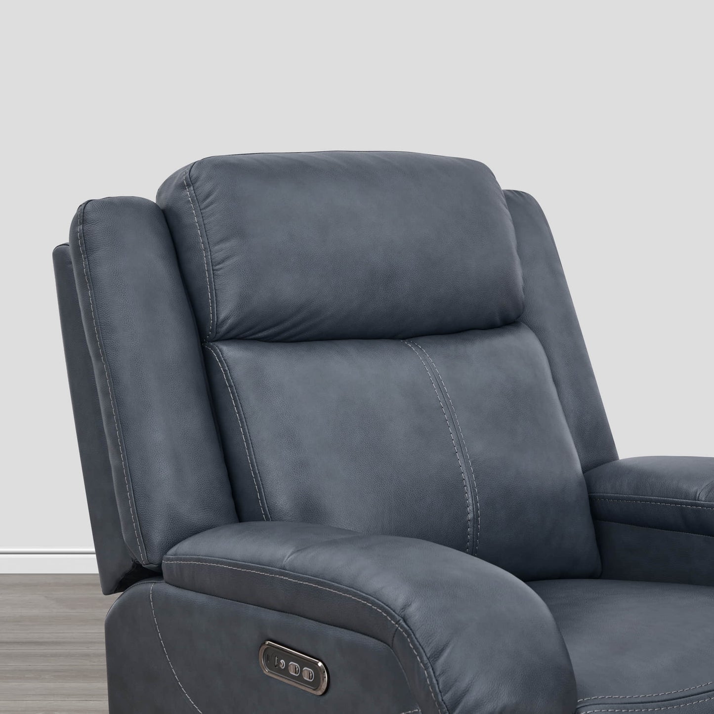 Leather Wall Hugger Recliner with Adjustable Power Headrest