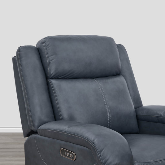 Leather Wall Hugger Recliner with Adjustable Power Headrest