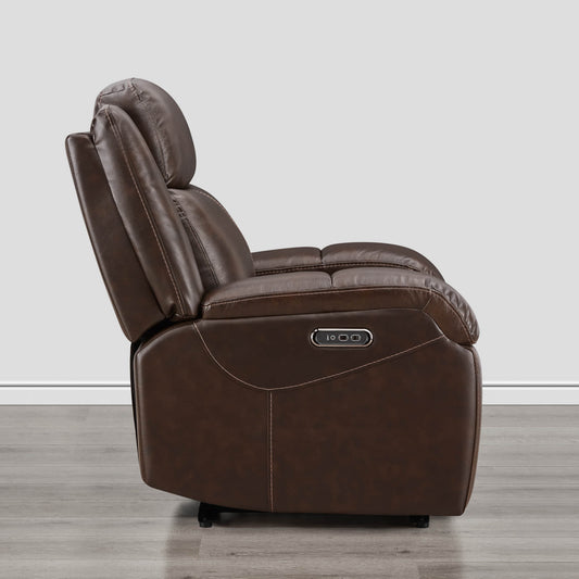 Leather Wall Hugger Recliner with Adjustable Power Headrest