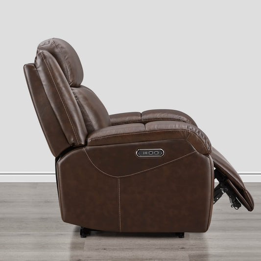 Leather Wall Hugger Recliner with Adjustable Power Headrest