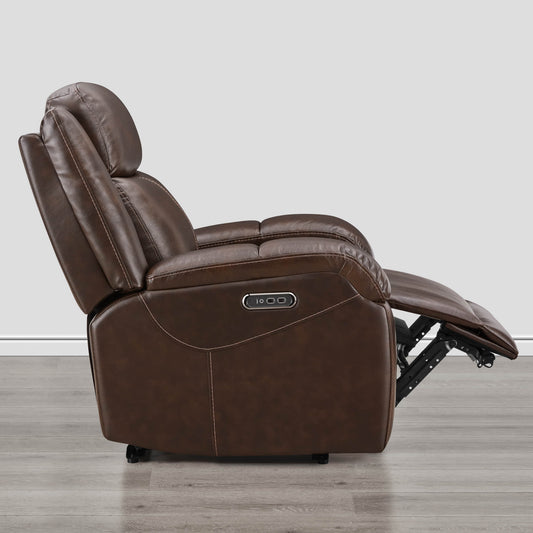 Leather Wall Hugger Recliner with Adjustable Power Headrest
