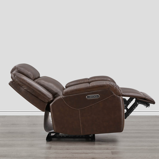 Leather Wall Hugger Recliner with Adjustable Power Headrest