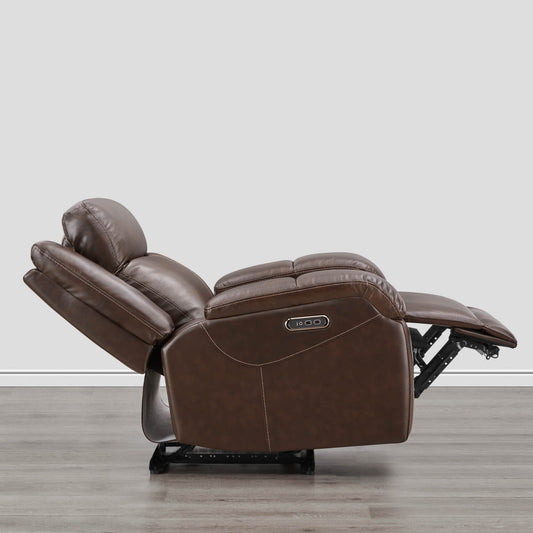 Leather Wall Hugger Recliner with Adjustable Power Headrest