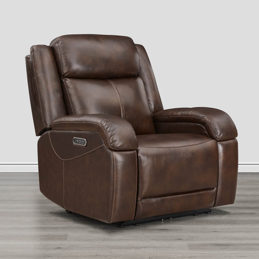 Leather Wall Hugger Recliner with Adjustable Power Headrest