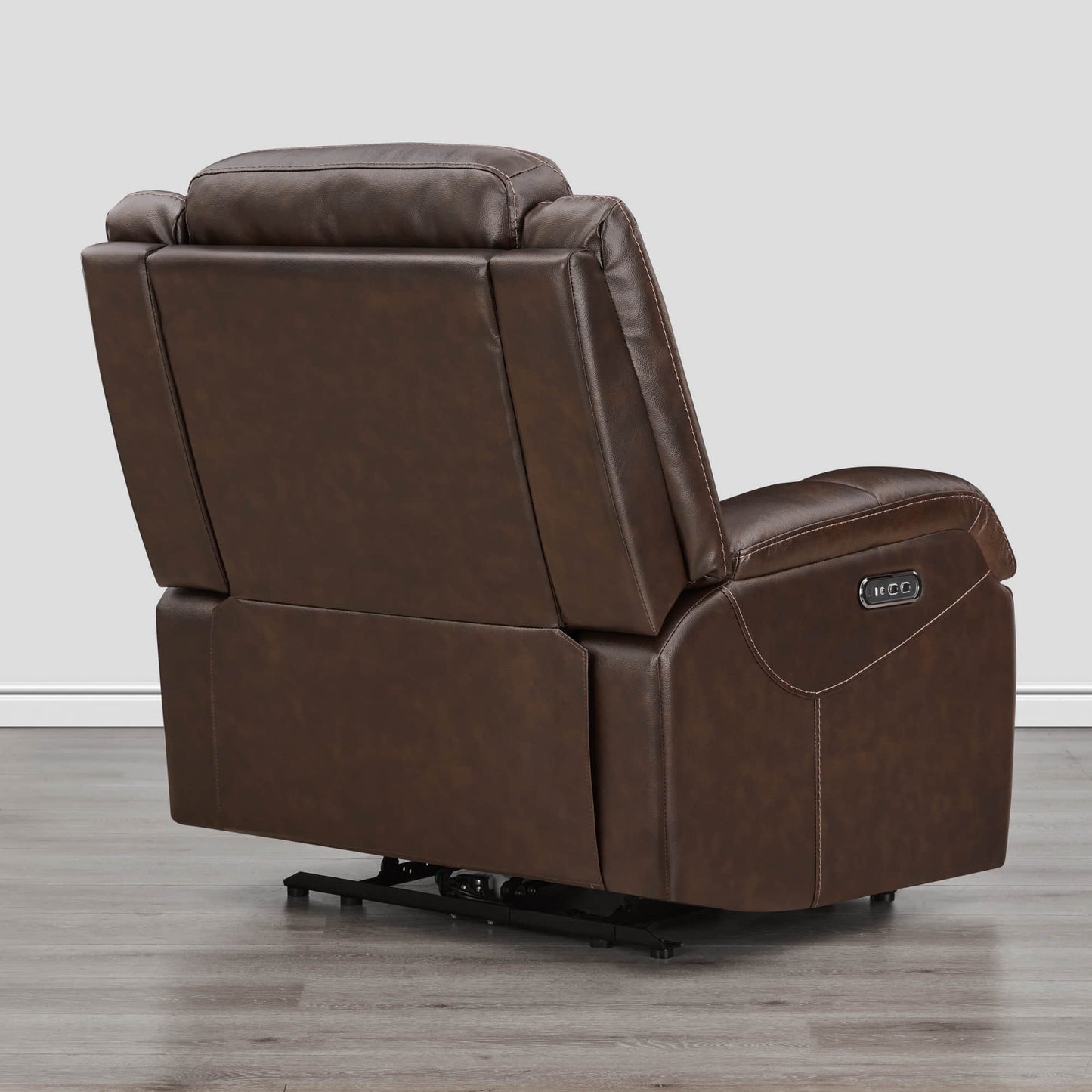 Leather Wall Hugger Recliner with Adjustable Power Headrest