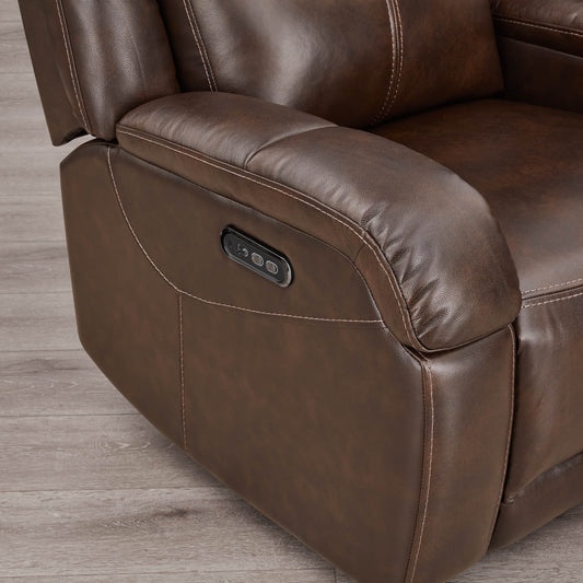 Leather Wall Hugger Recliner with Adjustable Power Headrest