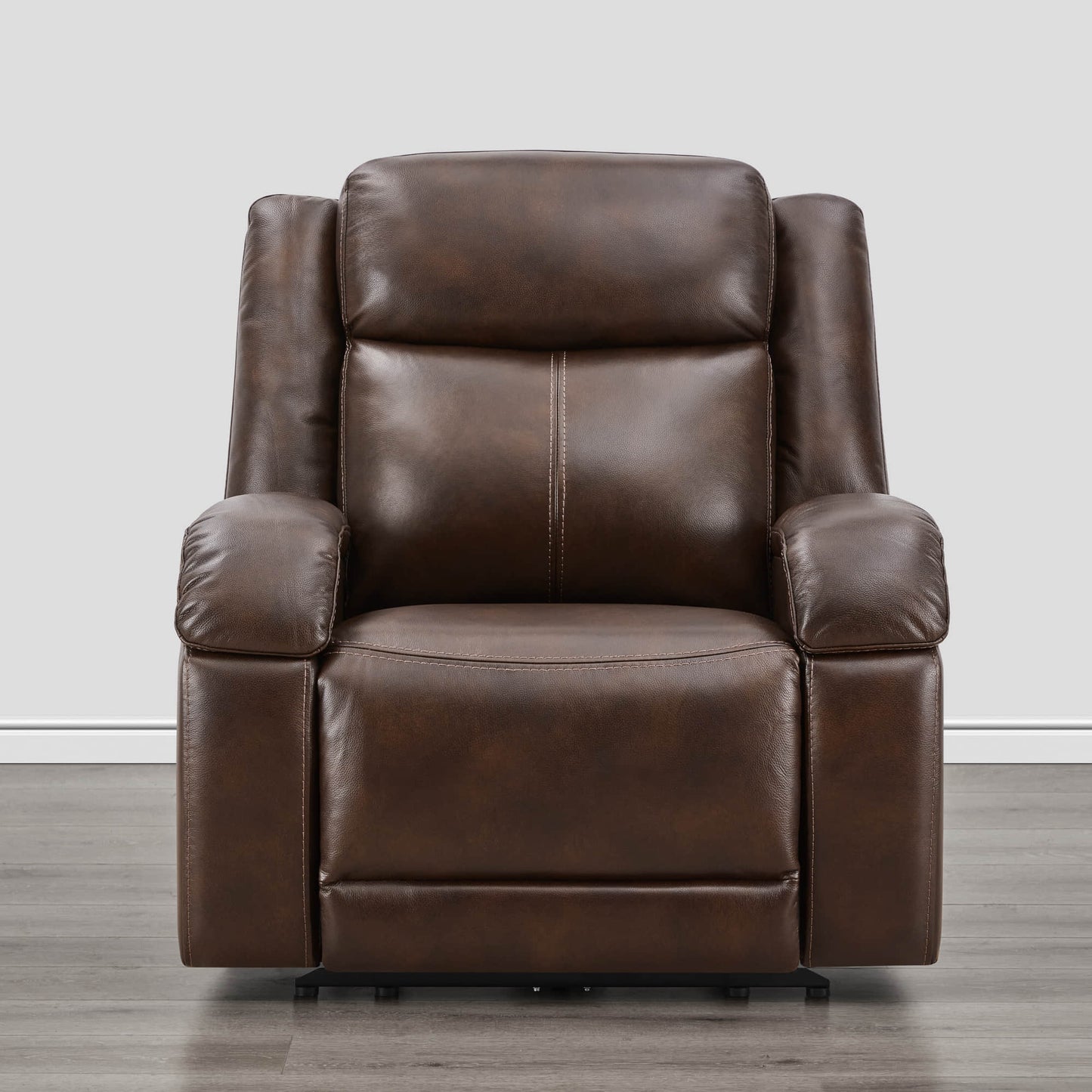 Leather Wall Hugger Recliner with Adjustable Power Headrest