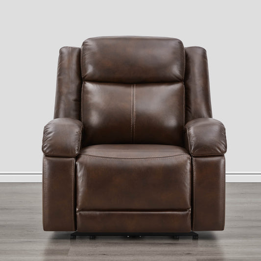 Leather Wall Hugger Recliner with Adjustable Power Headrest