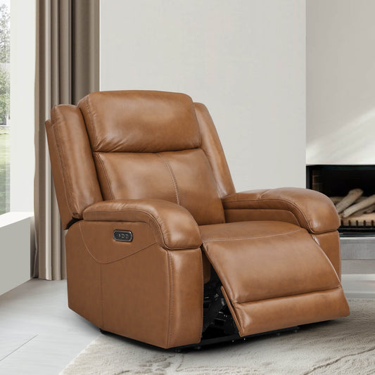 Leather Wall Hugger Recliner with Adjustable Power Headrest