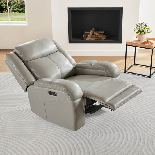 Leather Wall Hugger Recliner with Adjustable Power Headrest