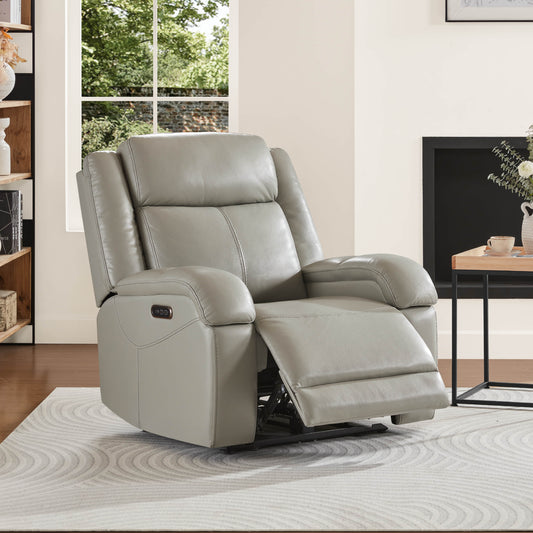 Leather Wall Hugger Recliner with Adjustable Power Headrest