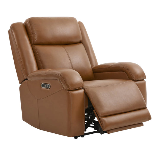 Leather Wall Hugger Recliner with Adjustable Power Headrest