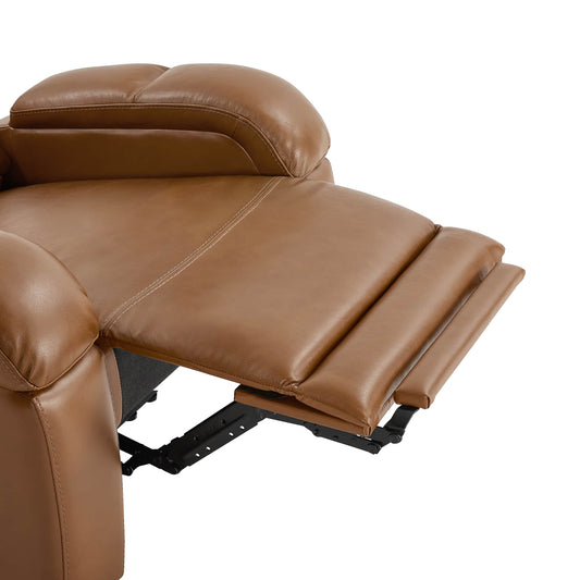 Leather Wall Hugger Recliner with Adjustable Power Headrest