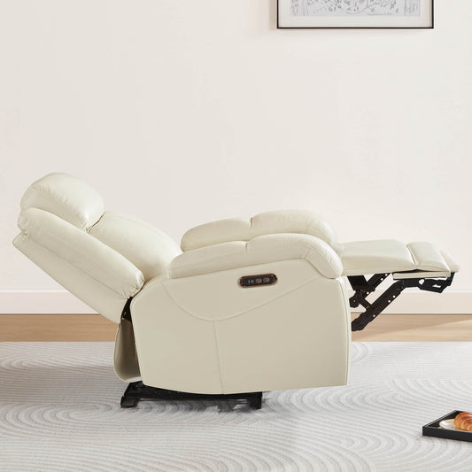 Leather Wall Hugger Recliner with Adjustable Power Headrest