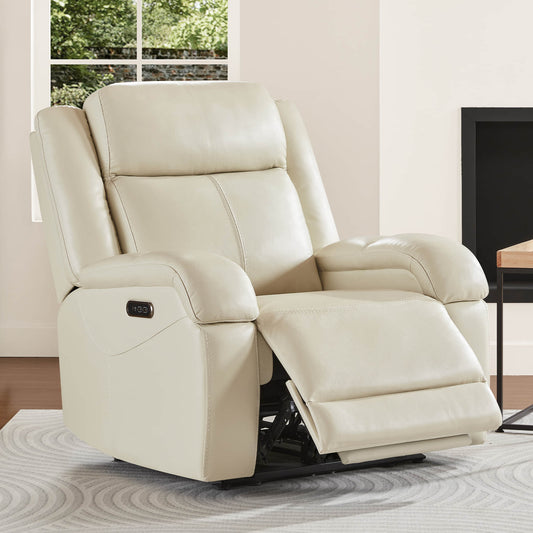 Leather Wall Hugger Recliner with Adjustable Power Headrest