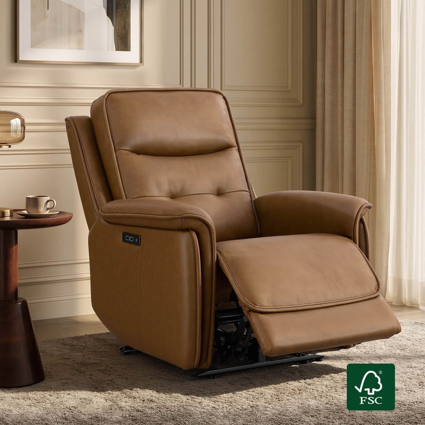 Leather Zero Gravity Recliner with Adjustable Power Headrest