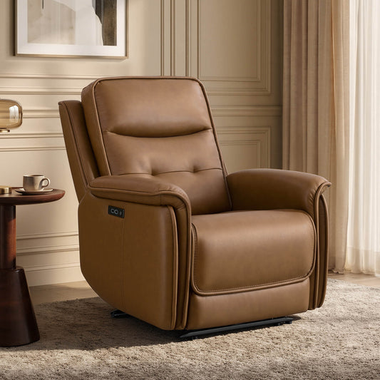 Leather Zero Gravity Recliner with Adjustable Power Headrest