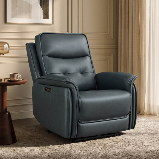 Leather Zero Gravity Recliner with Adjustable Power Headrest