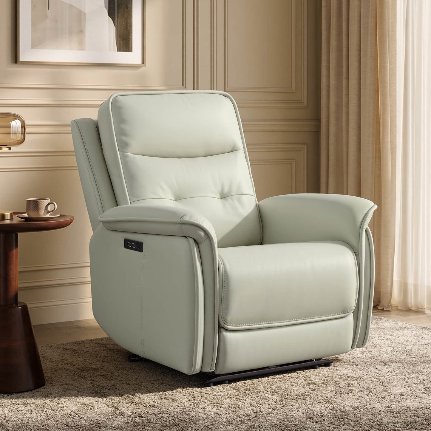 Leather Zero Gravity Recliner with Adjustable Power Headrest