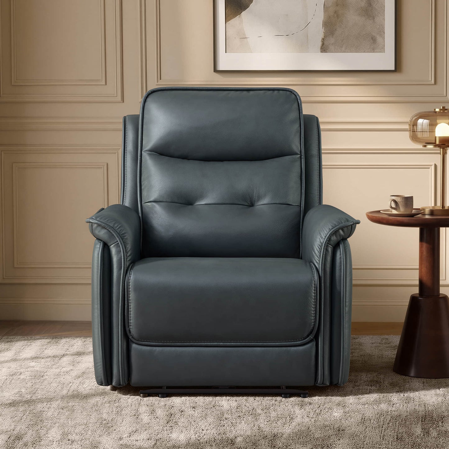 Leather Zero Gravity Recliner with Adjustable Power Headrest
