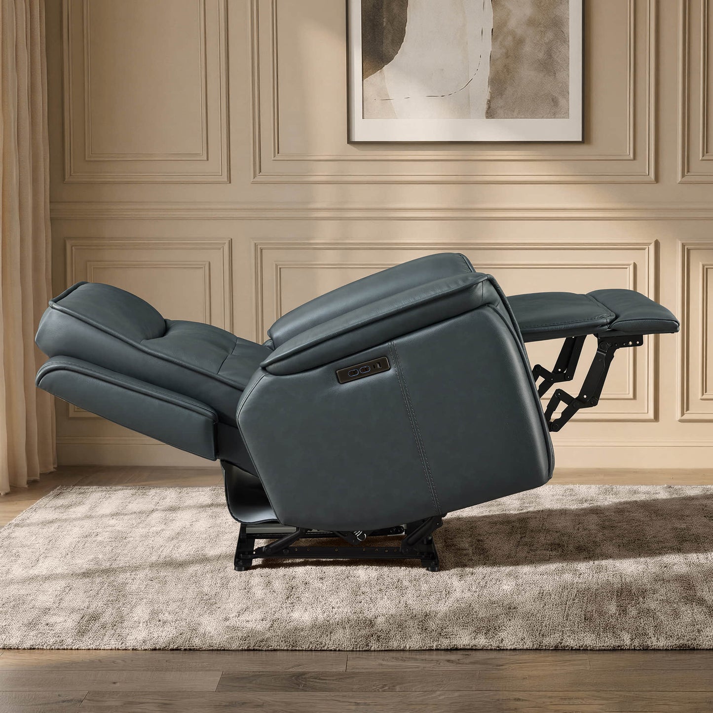 Leather Zero Gravity Recliner with Adjustable Power Headrest