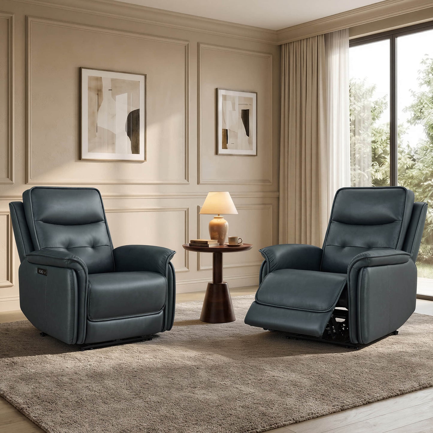 Leather Zero Gravity Recliner with Adjustable Power Headrest