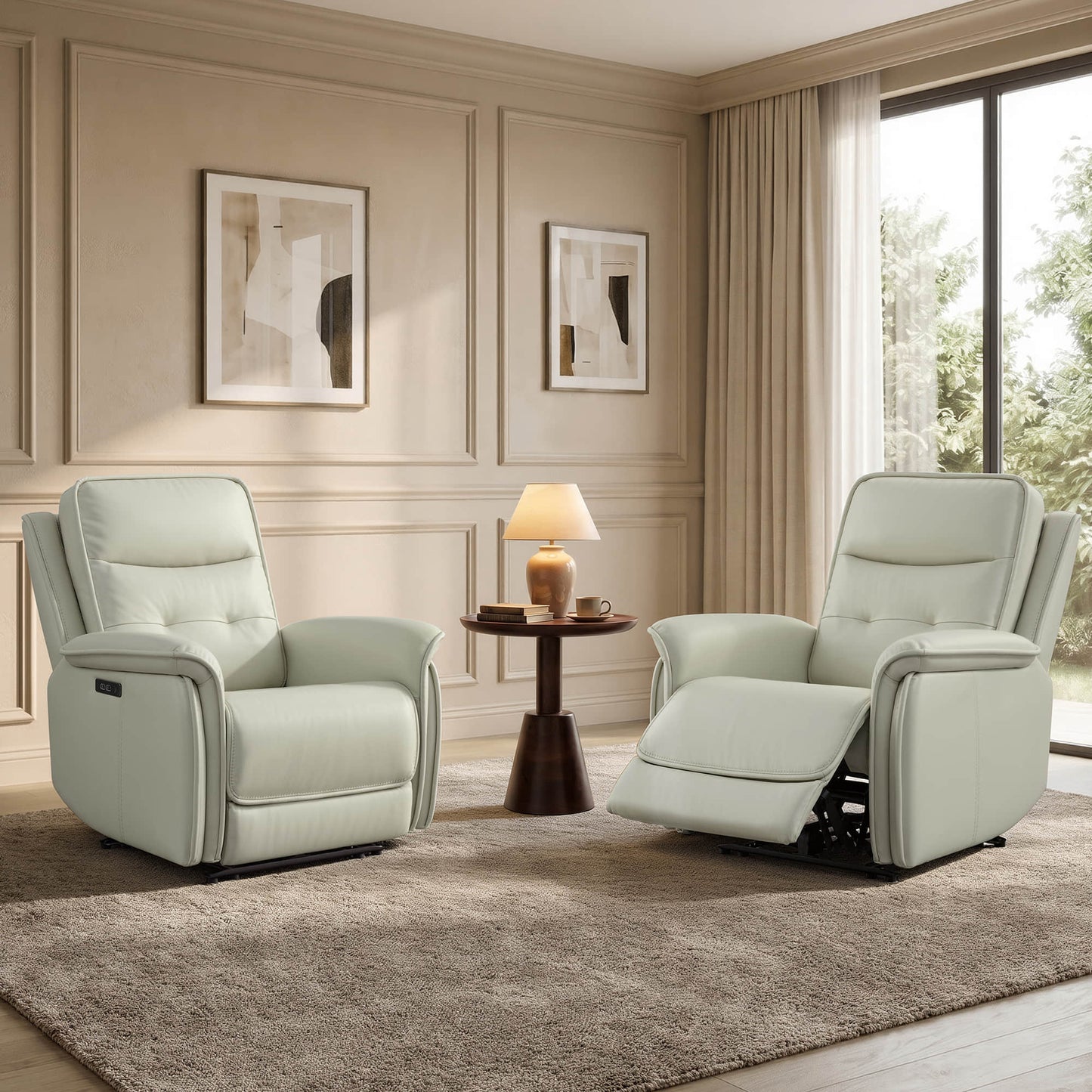 Leather Zero Gravity Recliner with Adjustable Power Headrest