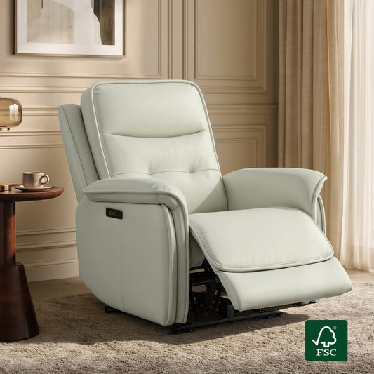 Leather Zero Gravity Recliner with Adjustable Power Headrest