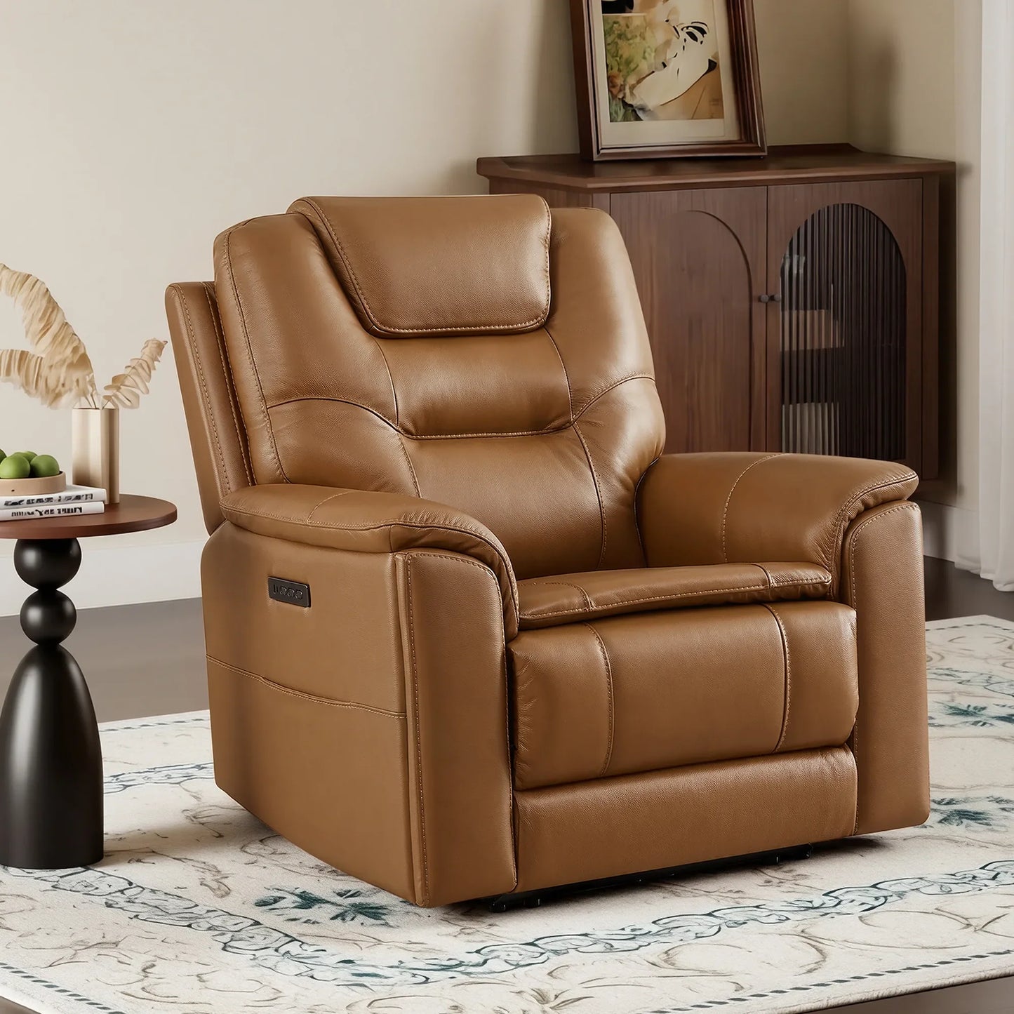 Leather Zero Gravity Recliner with Power Headrest