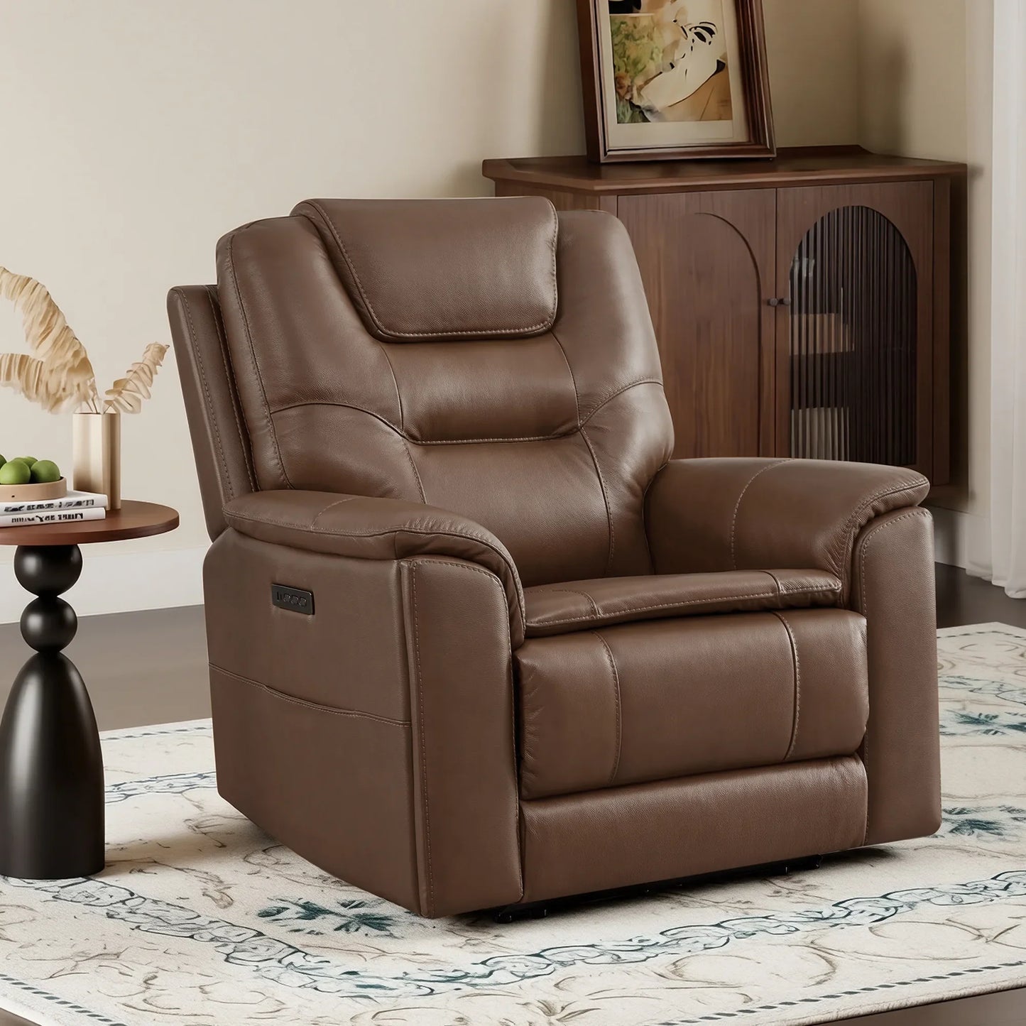 Leather Zero Gravity Recliner with Power Headrest