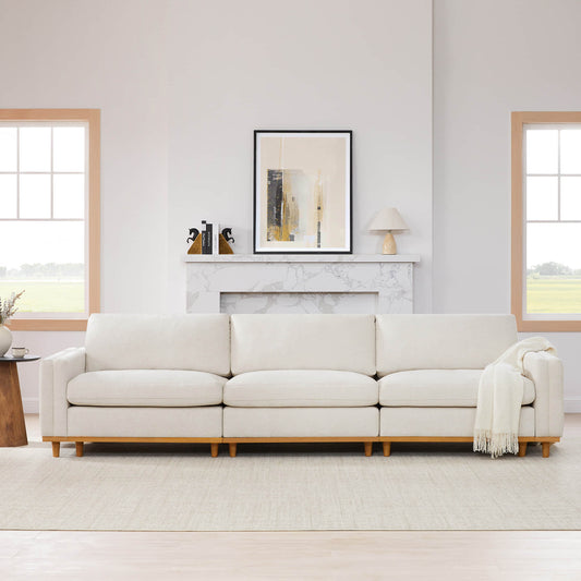 Liam 3-Piece Overstuffed Sectional Sofa with Wood Base