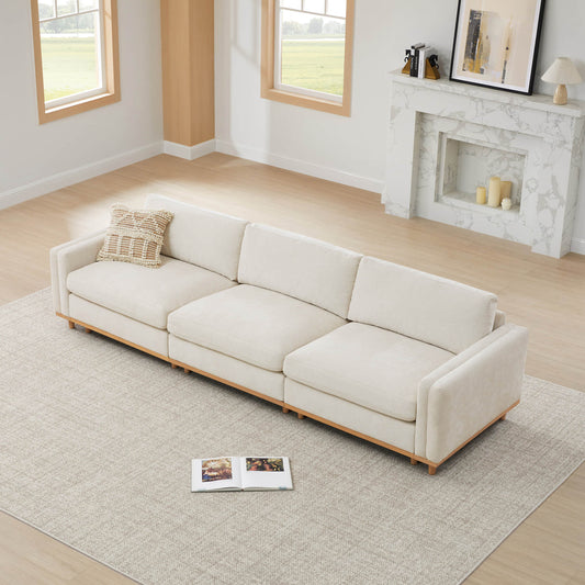 Liam 3-Piece Overstuffed Sectional Sofa with Wood Base