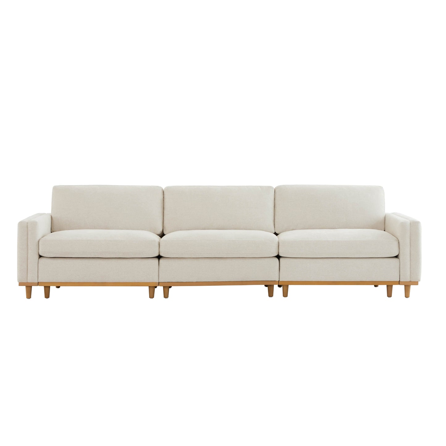 Liam 3-Piece Overstuffed Sectional Sofa with Wood Base