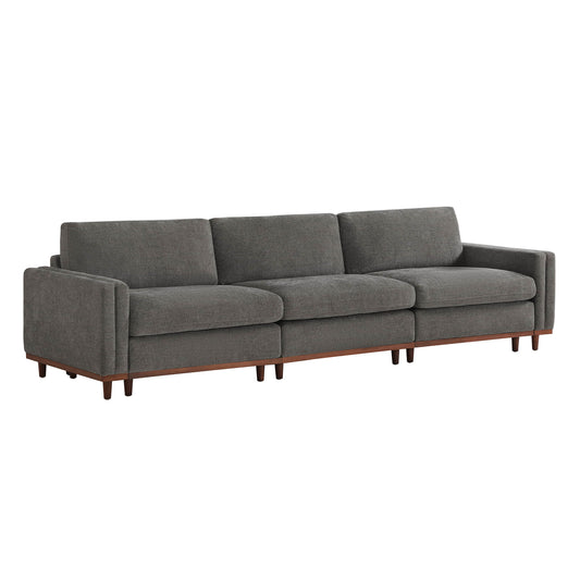 Liam 3-Piece Overstuffed Sectional Sofa with Wood Base