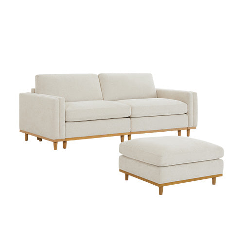 Liam 3-Piece Overstuffed Sectional Sofa with Wood Base