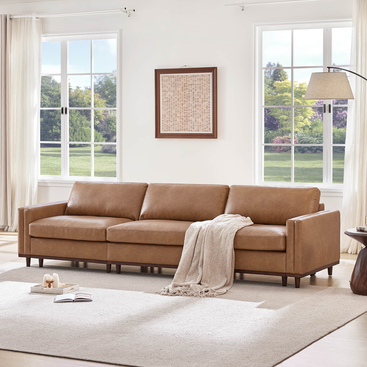 Liam 3-Piece Overstuffed Sectional Sofa with Wood Base