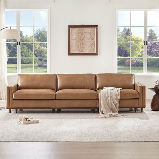 Liam 3-Piece Overstuffed Sectional Sofa with Wood Base