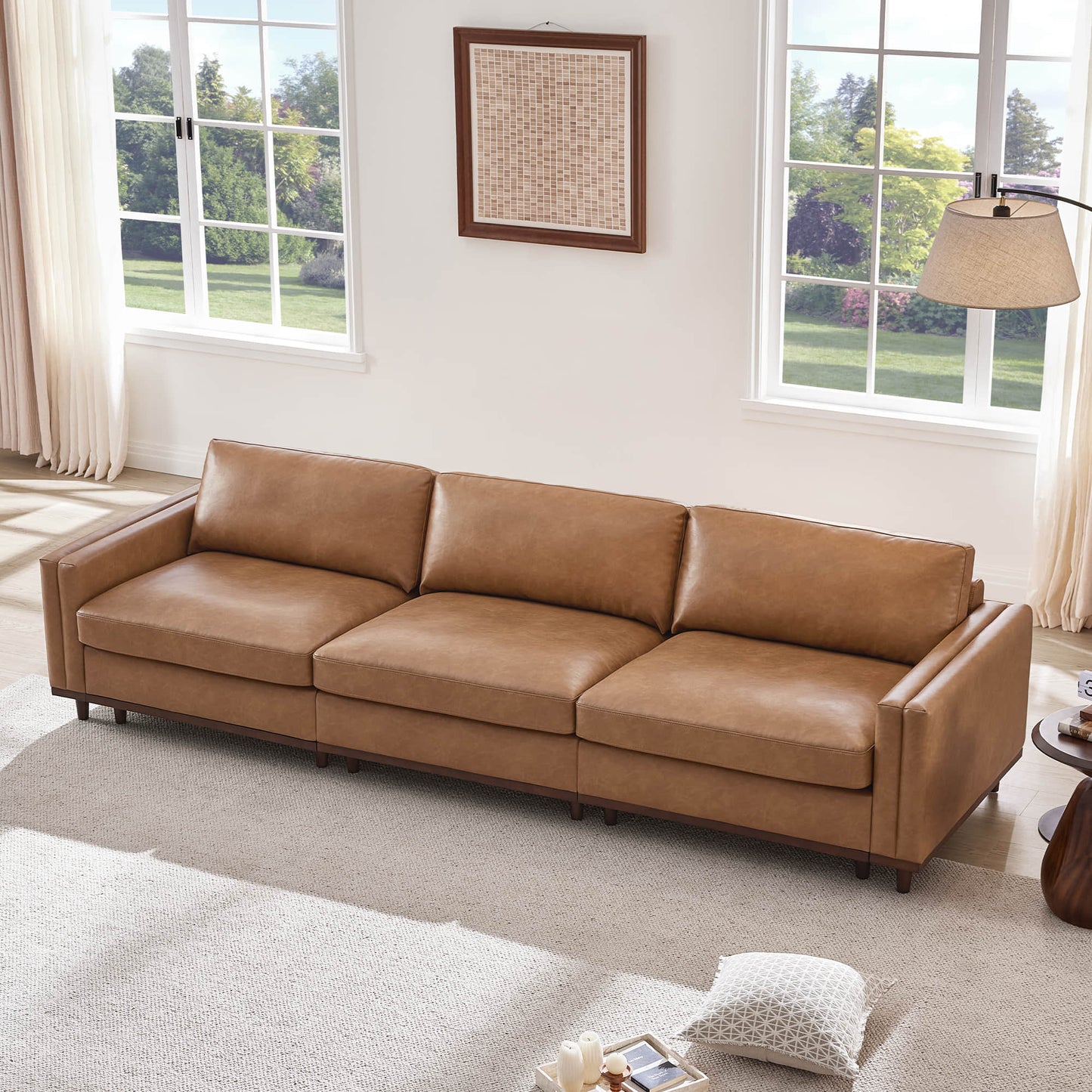 Liam 3-Piece Overstuffed Sectional Sofa with Wood Base