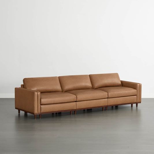 Liam 3-Piece Overstuffed Sectional Sofa with Wood Base
