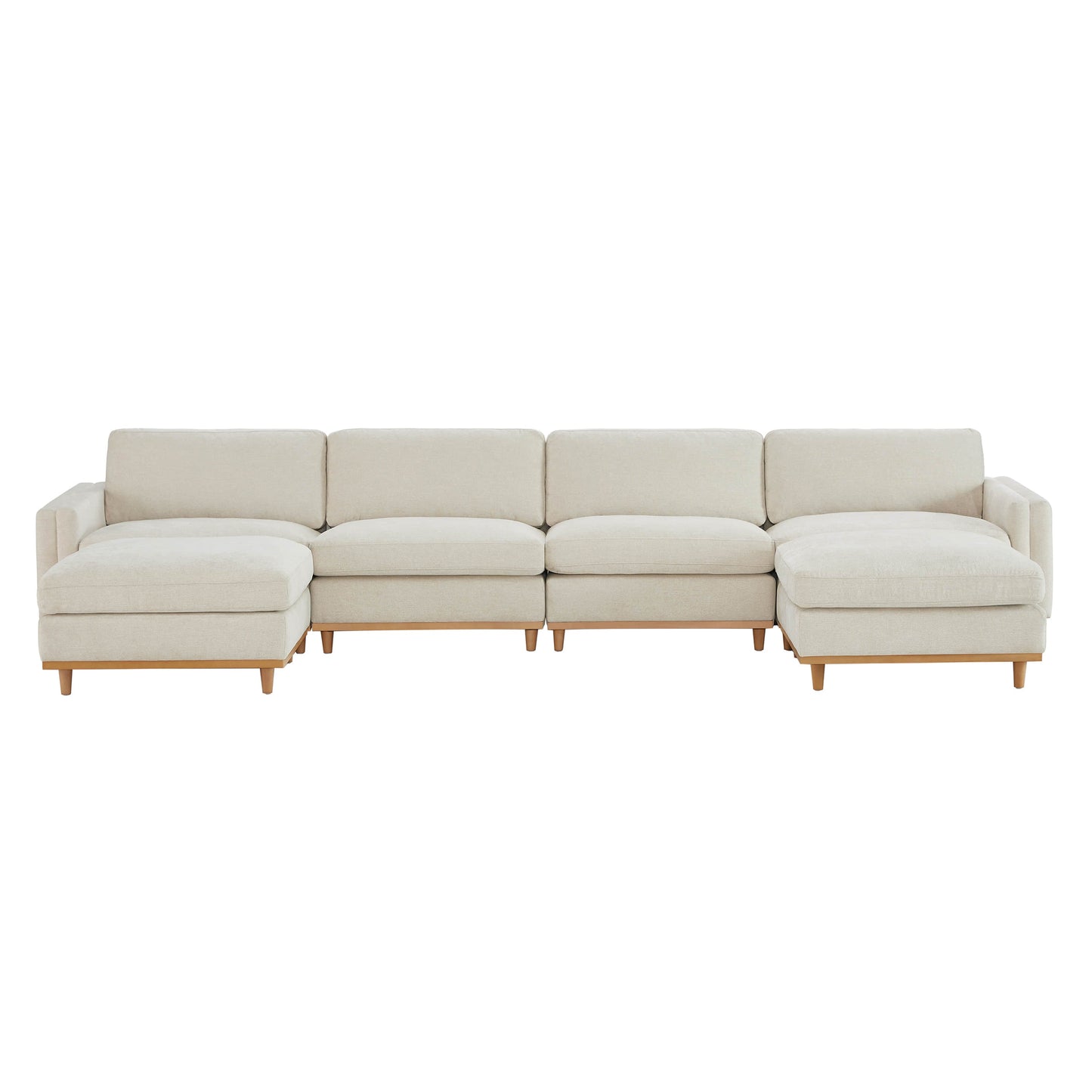 Liam 6-Piece Overstuffed Feather Sectional with Wood Base