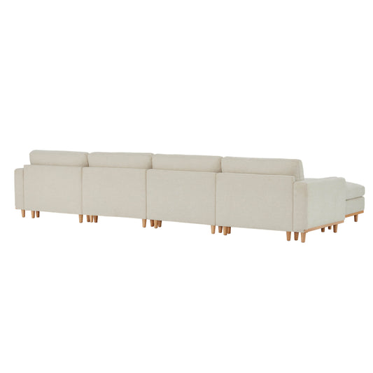 Liam 6-Piece Overstuffed Feather Sectional with Wood Base