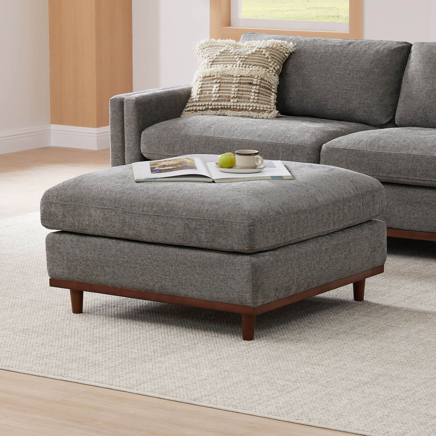 Liam 6-Piece Overstuffed Feather Sectional with Wood Base