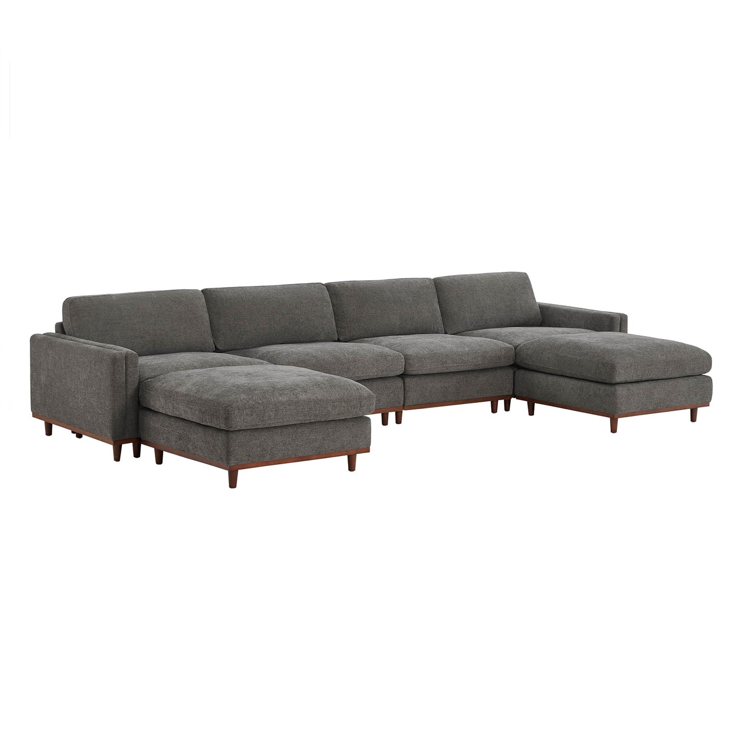 Liam 6-Piece Overstuffed Feather Sectional with Wood Base