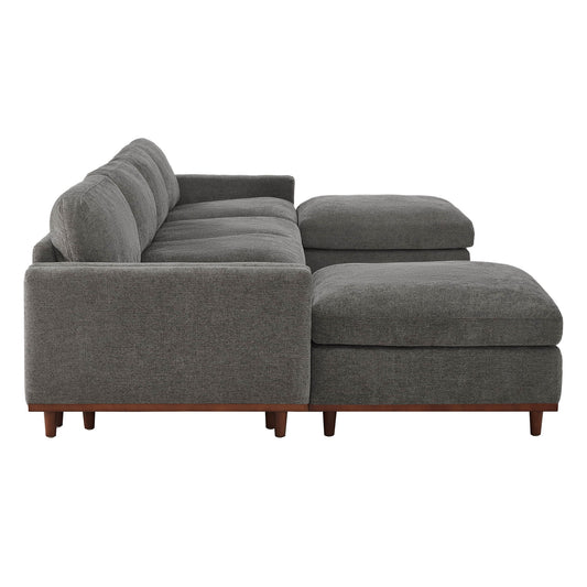 Liam 6-Piece Overstuffed Feather Sectional with Wood Base