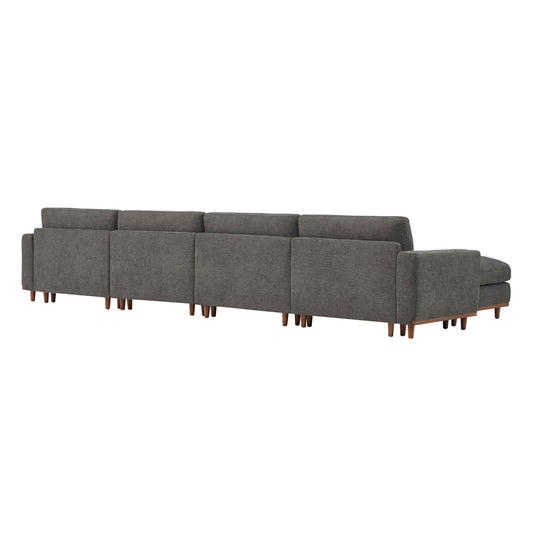 Liam 6-Piece Overstuffed Feather Sectional with Wood Base