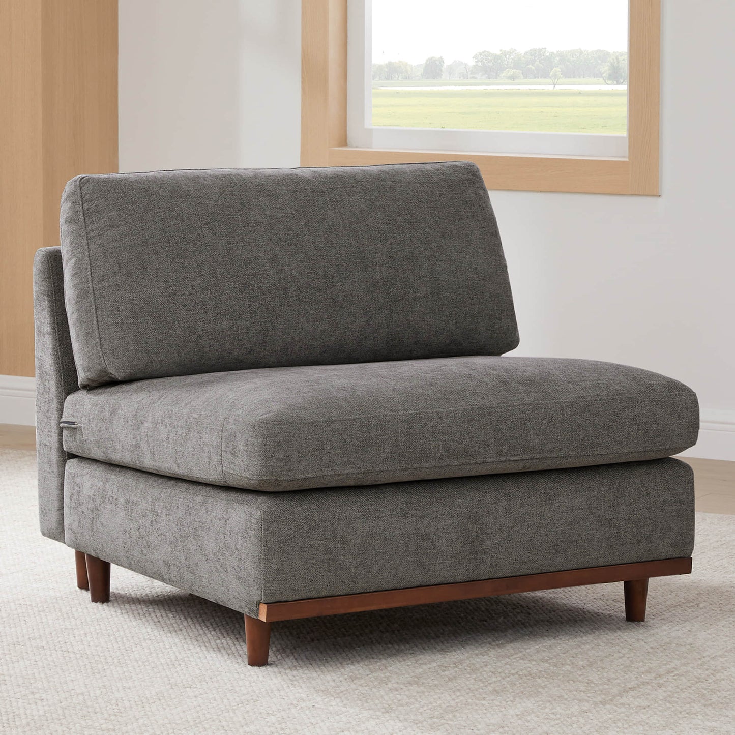 Liam 6-Piece Overstuffed Feather Sectional with Wood Base